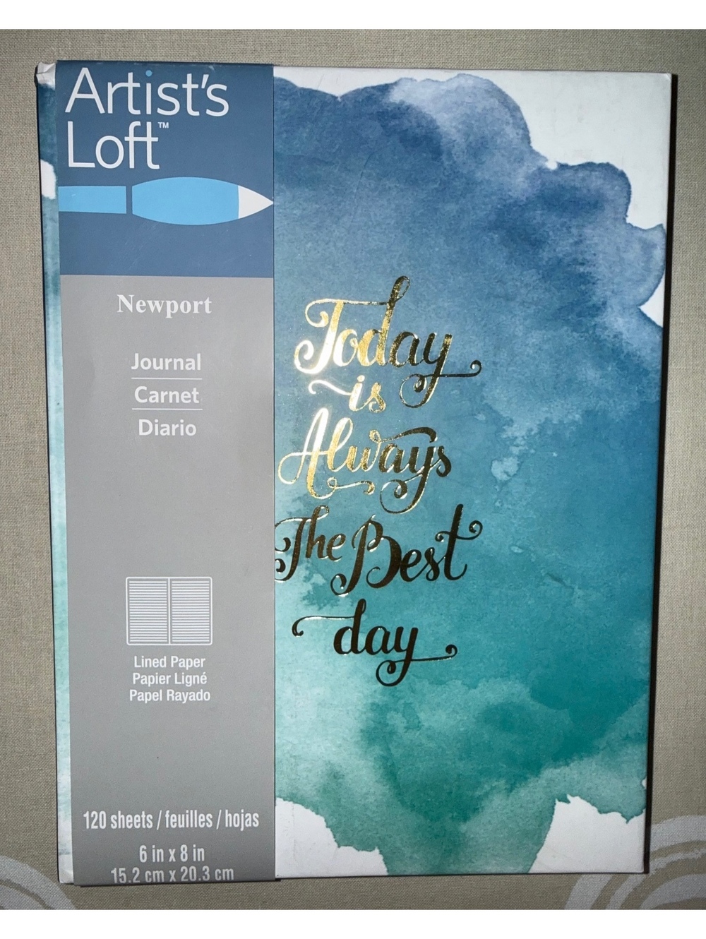 Artist's Loft Newport Lined Journal Notebook 6x8 Blue Green Watercolor Cover